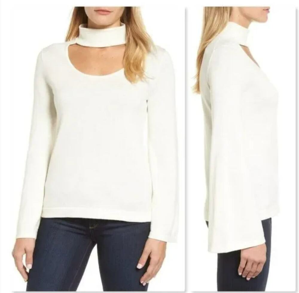 NWT VINCE CAMUTO Cream Open Front Knit Bell Sleeve Sweater XL